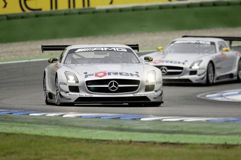 The 4hour race was the second test outing for the MercedesBenz SLS AMG GT3 