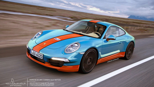 Rendering: Porsche 991 in Gulf Livery photo Rendering: Porsche 991 in Gulf Livery 991 gulf