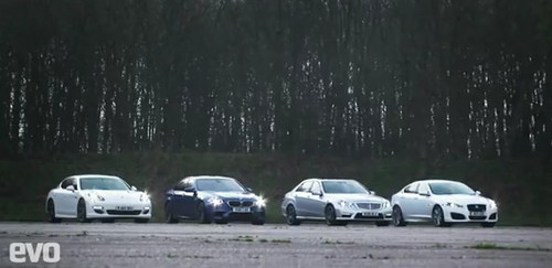 drag 1 at Drag Race: New M5 v Panamera v E63 v XFR