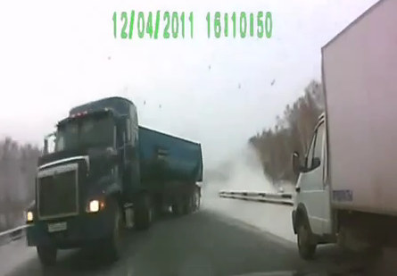 near miss near miss at Insane: Russian Truck Near Crash