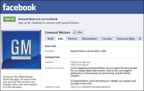 GM Facebook at General Motors Pulls Facebook Ads