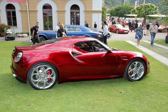 Red Alfa Romeo 4C 4 at Red Alfa Romeo 4C at Villa dEste   Pictures and Video