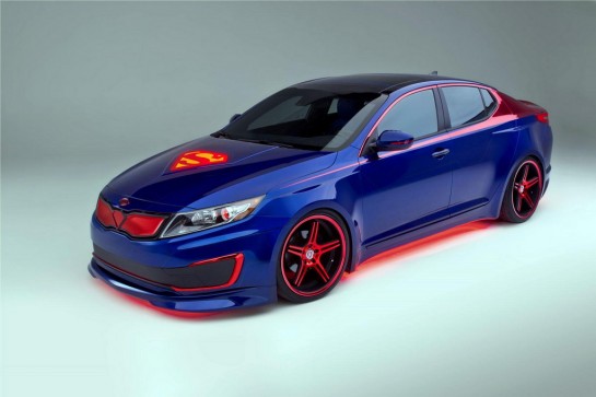 Superman themed Kia Optima 2 545x363 at Superman Kia Optima Hybrid Design Explained   Video