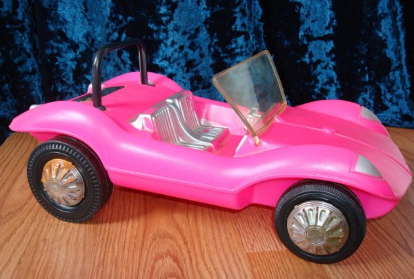 1970 barbie pink official buggy 600x405 at What’s Barbie Driving? Barbies Cars History