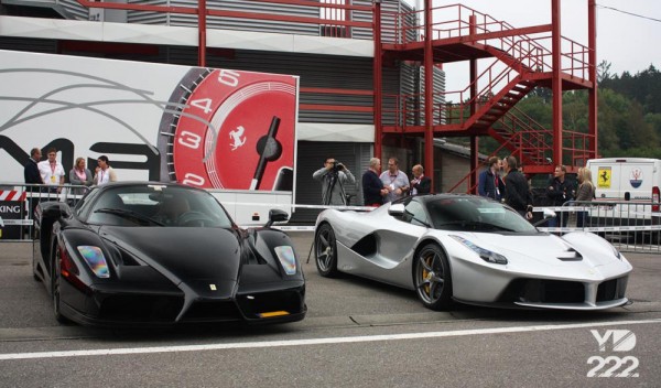 Silver LaFerrari and Black Enzo 600x352 at Silver LaFerrari and Black Enzo on Ferrari Track Day at Spa