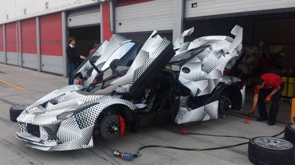 LaFerrari XX 1 600x337 at Ferrari LaFerrari XX Spied Up Close