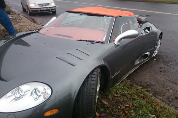Spyker C8 Totaled 1 600x399 at Sad: Rare Spyker C8 Totaled in Latvia 