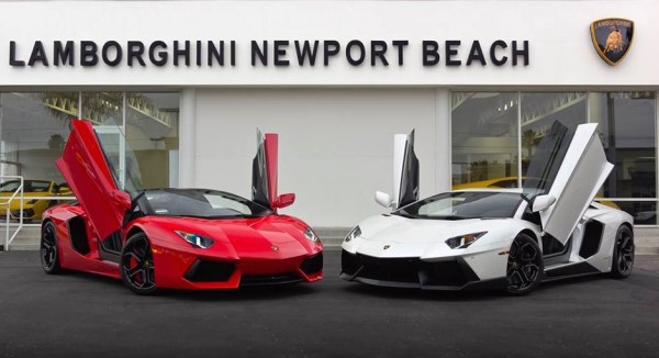Convoy Lamborghini Aventador 600x326 at $15 Million Lamborghini Aventador Convoy Hits Newport Beach
