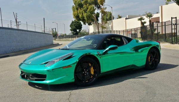 chrome 458 0 600x343 chrome 458 0 600x343 at Shiny: Turquoise Chrome Ferrari 458