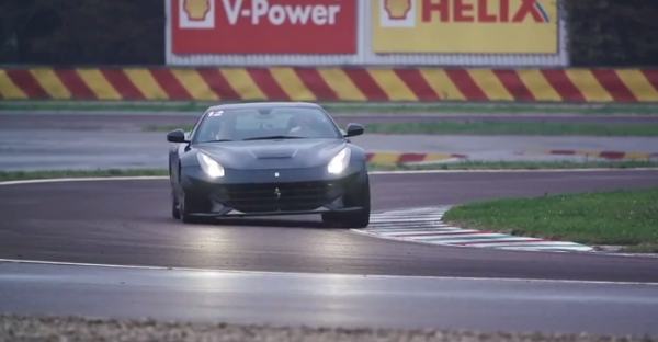kimi f12 1 600x312 at Watch Kimi Raikkonen Manhandle an F12 at Fiorano