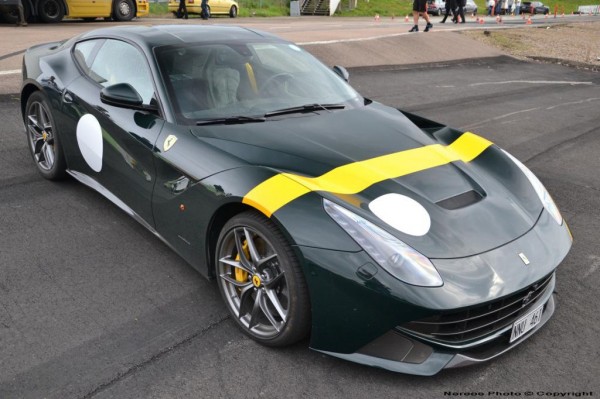 Ferrari F12 1 600x399 at Ferrari F12 Spotted with Historic Racing Livery