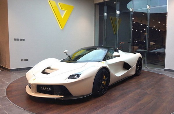 white laferrari 0 600x395 at Matte White LaFerrari Spotted at Saudi Showroom