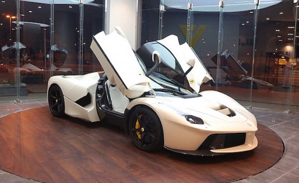 white laferrari 1 600x368 at Matte White LaFerrari Spotted at Saudi Showroom