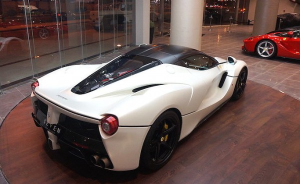 white laferrari 3 600x368 at Matte White LaFerrari Spotted at Saudi Showroom