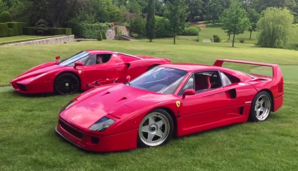 Ferrari Enzo F40 grass 600x345 at Ferrari Enzo and F40 Enjoy a Spot of Grass Drifting!
