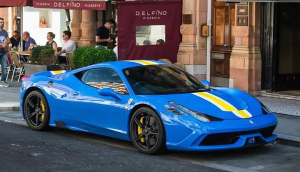 Blue Ferrari Speciale 0 600x345 at Unique Blue Ferrari Speciale Spotted in London