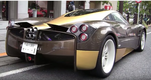 brown and gold Pagani Huayra 600x319 at Brown and Gold Pagani Huayra Filmed in Tokyo