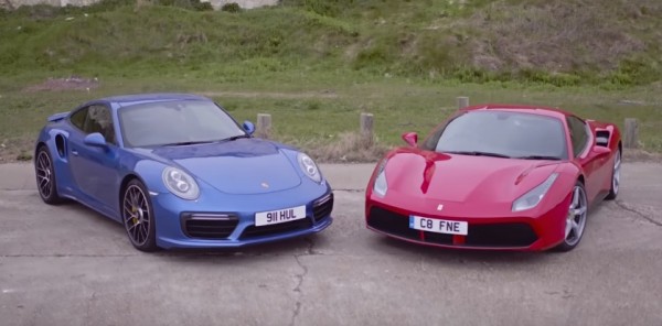 Ferrari 488 GTB Porsche 991 turbo 600x296 at Ferrari 488 GTB Takes on Porsche 991 Turbo S Head to Head