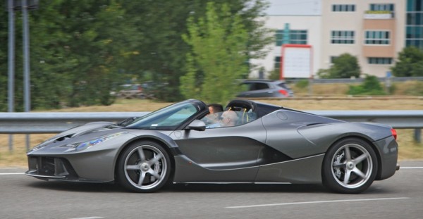 LaFerrari Aperta Grigio spot 0 600x311 at Sweet Looking LaFerrari Aperta Sighted Outside Factory