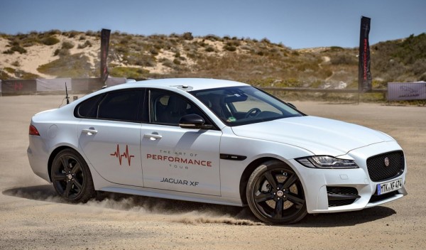 hoult jaguar xf 2 600x352 hoult jaguar xf 2 600x352 at Nicholas Hoult Does the ‘Smart Cone’ Challenge in a Jaguar XF