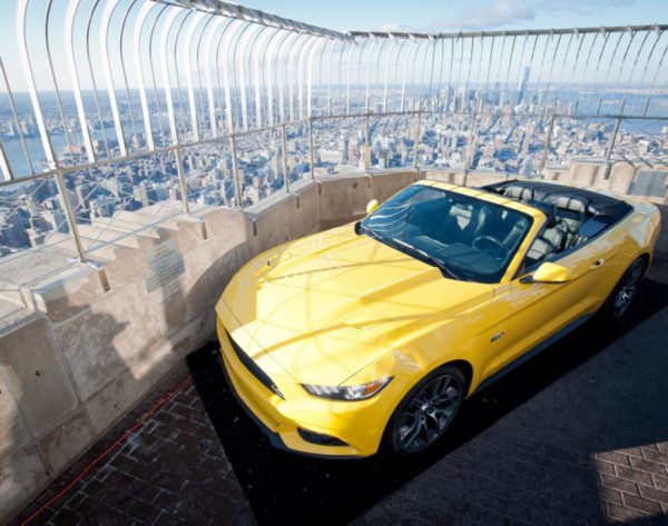 ford mustang empire state building top 600x473 at The Story of the Mustang on Top of the World