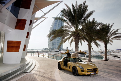 Mercedes SLS AMG Desert Gold 4 at Mercedes SLS AMG Desert Gold revealed in Dubai