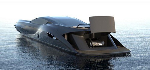 gray design superyacht 1 at Gray Design SC166 Superyacht With Built in Supercar