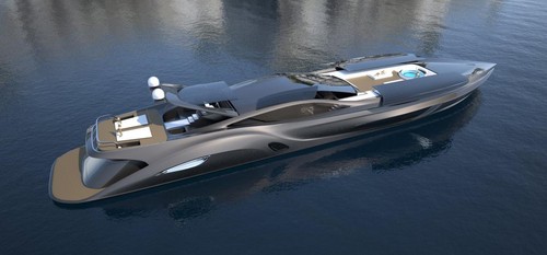 gray design superyacht 2 at Gray Design SC166 Superyacht With Built in Supercar