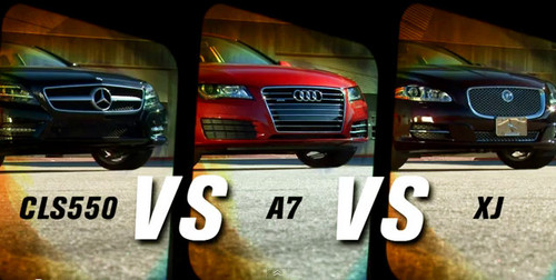 2012 comparison at Mercedes CLS550 vs Audi A7 vs Jaguar XJ [Video]