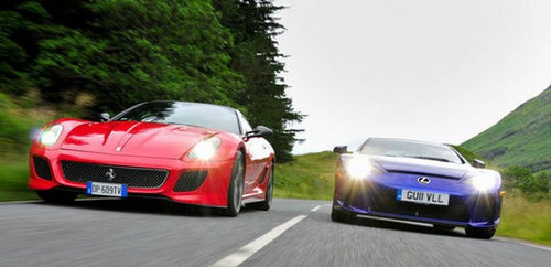lfa vs gto at Lexus LFA vs Ferrari GTO   Video