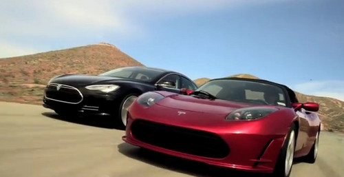 tesla family at Tesla Roadster and Model S Rolling Together   Video