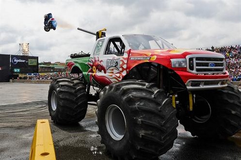 red dragon at 1308 bhp Monster Truck at Top Gear Live
