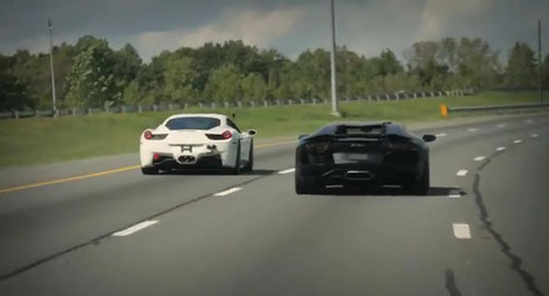 458 vs aventador at Video: UGR Ferrari 458 vs Lamborghini Aventador