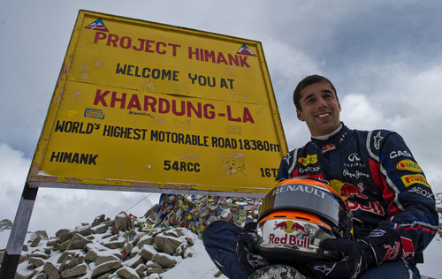 red bull high 5 at Red Bull F1 Car at 18,000 Feet