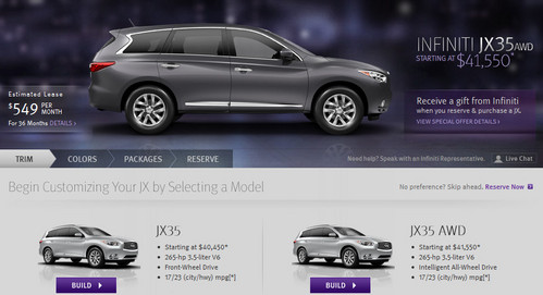 jx config at 2013 Infiniti JX Online Configurator Launched