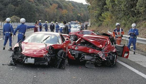 ferrari pile up at Chain Reaction: 8 Ferraris Wrecked In Massive Pile Up