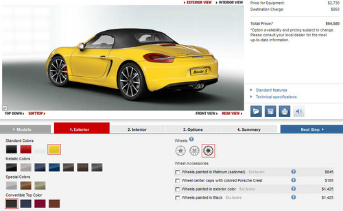 boxster configu at 2013 Porsche Boxster Configurator Now Online