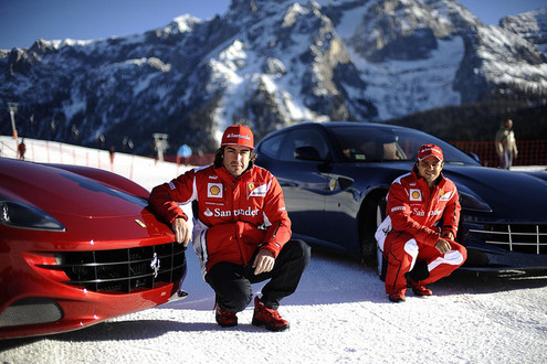 ferrar ff skiing at Alonso and Massa Go Skiing In Ferrari FF: Video