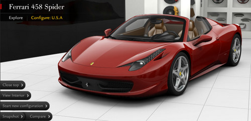 spider config at Ferrari 458 Spider Online Configurator Launched