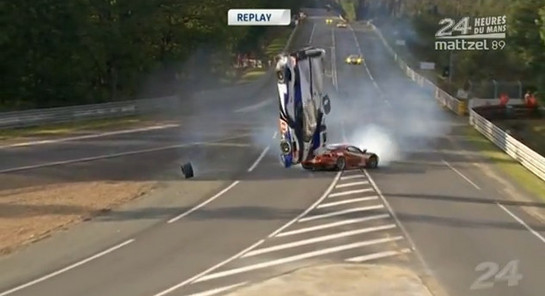 toyota lemans crash 2 at Toyota TS030 Hybrid Crashes at Le Mans, Spectacularly