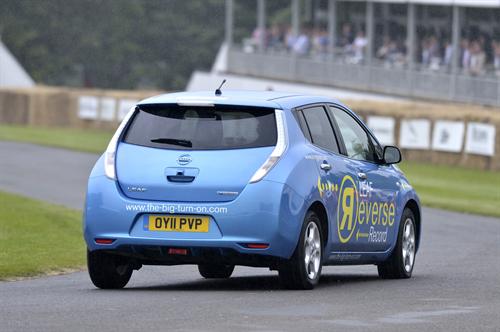 Nissan LEAF Reverse Record 1 at Video: Nissan LEAF Reverse Record at Goodwood FoS