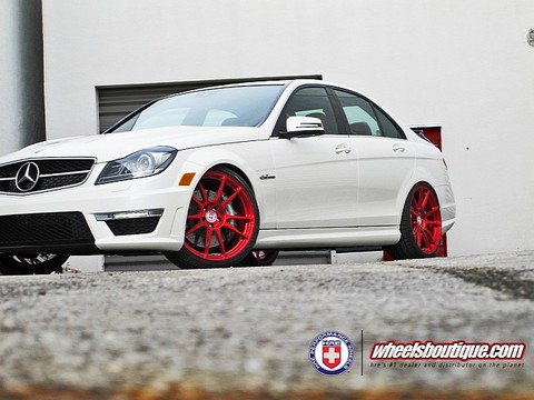 C63 with Red HRE Wheels 2 at Mercedes C63 with Red HRE Wheels