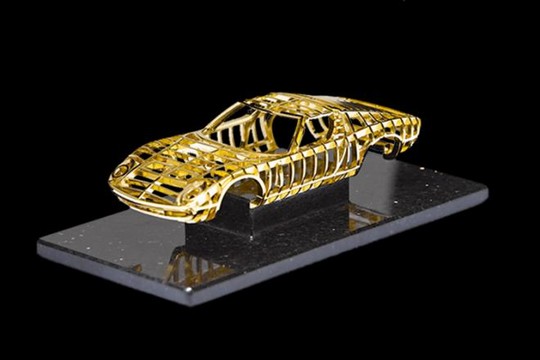 gold miura at Lamborghini Miura Gold Sculpture by Dante