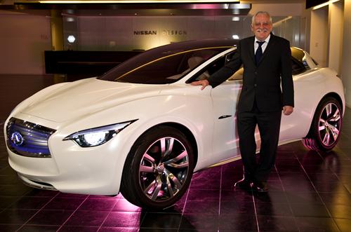 Colin Dodge with the Infiniti Etherea at Nissans UK Production Plant To Make Infiniti Cars