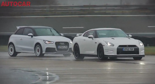 audi a1 vs gtr at Autocar Puts Audi A1 Quattro Against Nissan GT R   Video