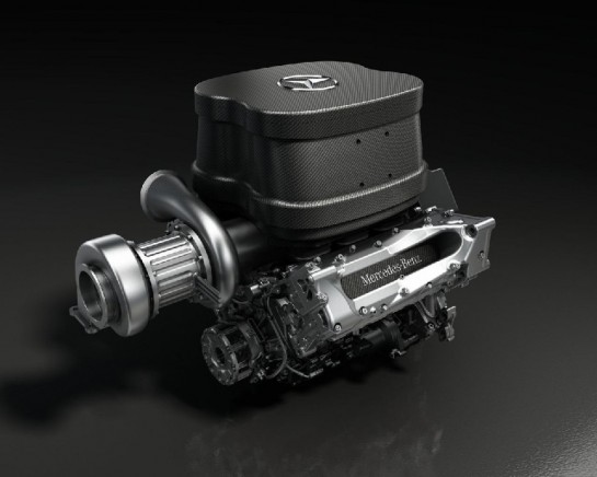 2014 Mercedes Formula 1 V6 engine 1 545x436 at 2014 Mercedes V6 Turbo Formula 1 Engine Previewed