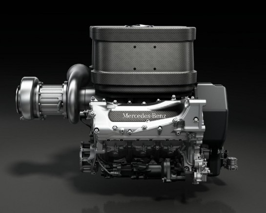 2014 Mercedes Formula 1 V6 engine 2 545x436 at 2014 Mercedes V6 Turbo Formula 1 Engine Previewed