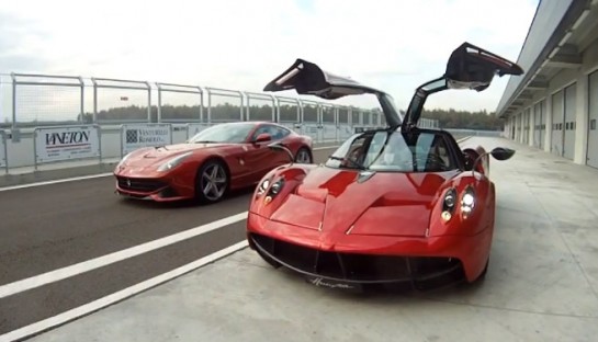 F12 and Huayra1 545x312 at Video: Ferrari F12 and Pagani Huayra in Action