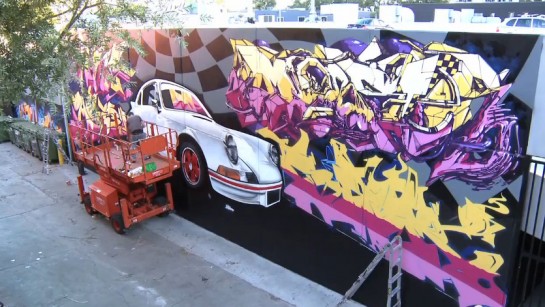 Porsche graffiti artwork1 545x307 at Cool: Porsche Center Melbournes Graffiti Artwork