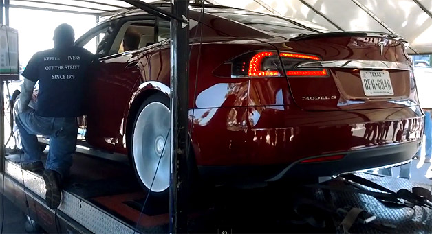 Tesla Model S Dyno Test at Tesla Model S Dynod at 386 Wheel Horsepower